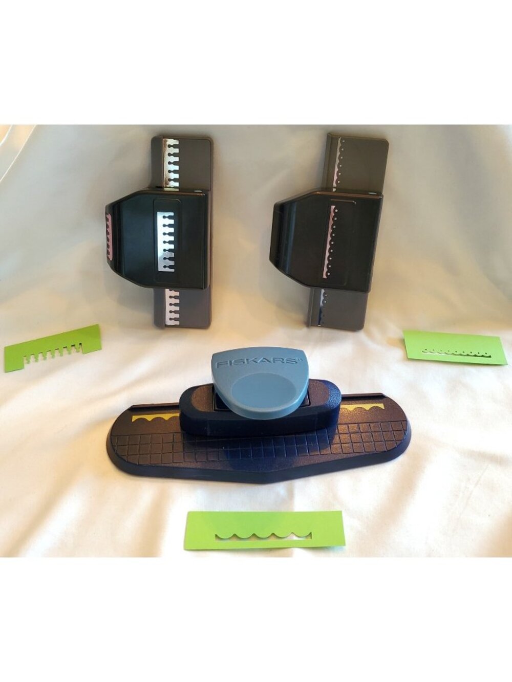 Lot of 3 BORDER EDGER PAPER PUNCHES Zipper Dotted Scallop scrapbook card craft